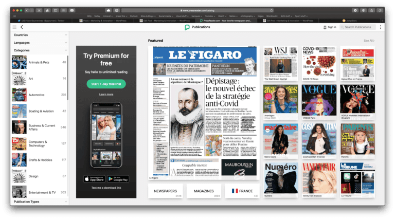 PressDisplay provides Internet access to 250 international newspapers